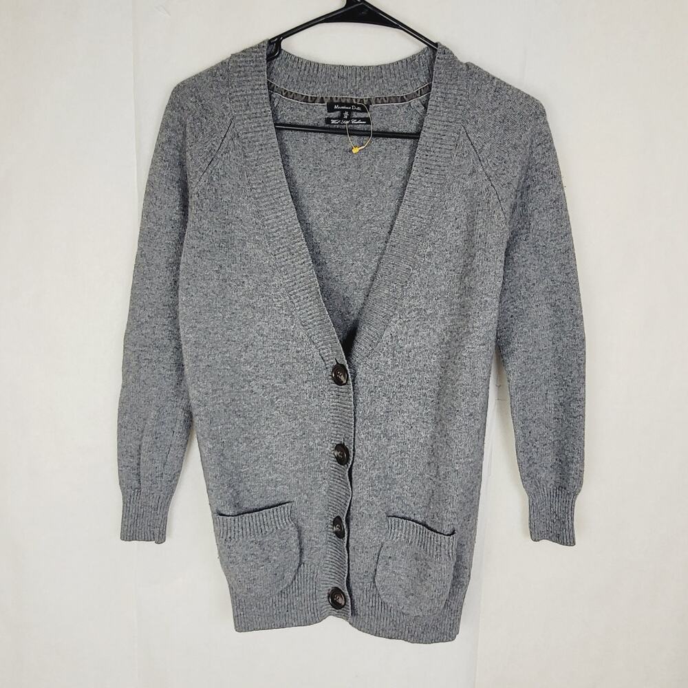 Massimo Dutti grey wool silk cashmere cardigan Size Small button front Preppy